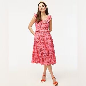 J. Crew Factory Pink Floral Midi Dress